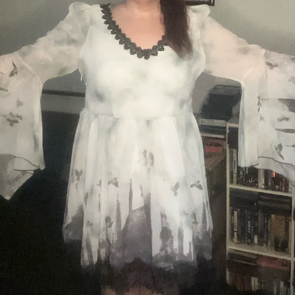 SHEIN white sleeved dress 1x